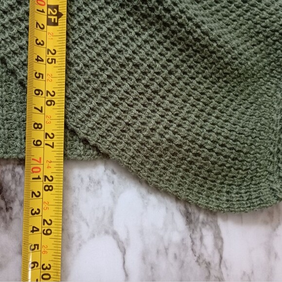Open Knit Olive Green Sweater with Cowl Neck and Criss Cross Draping Size Large! - Picture 8 of 8